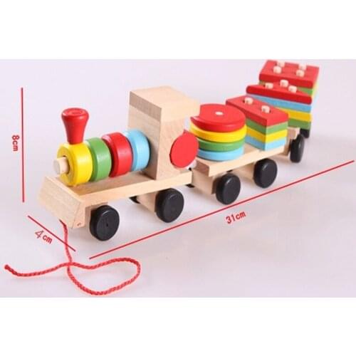 2020 Kids Baby Developmental Toys Wooden Train Truck Set Geometric Blocks Wonderful Gift Toy Drop Shipping
