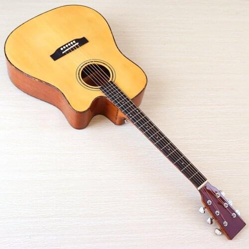 Acoustic guitar 6 string 41 inch solid wood top folk guitar high gloss finish cutaway design guitarra with wood binding