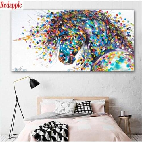 5D DIY Diamond Painting Abstract animal art, painted running horse Full Square Round Drill Embroidery Cross Stitch decoration