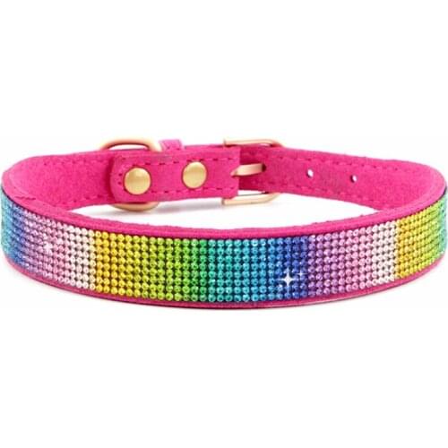 Bling Rhinestone Puppy Cat Collars Adjustable Leather Kitten Collar for Small Medium Dogs Cats Chihuahua Pug