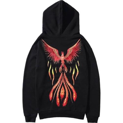 Autumn/winter 2020 Phoenix Embroidery 100% Cotton Hoody Black Hoodie