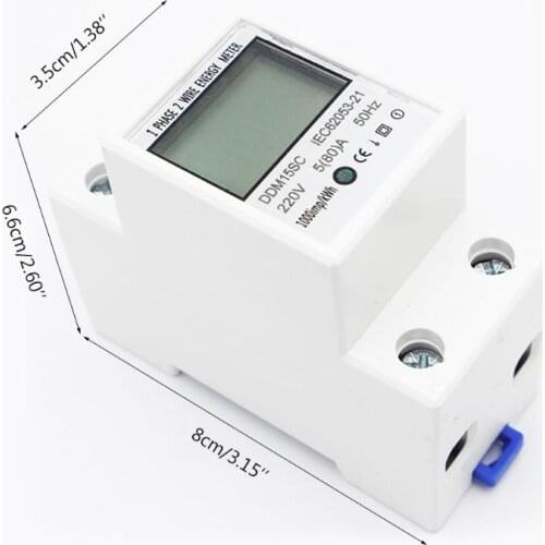 Digital Energy Meter 1 Phase 2 Wires 5(80)A Din Rail Electronic Energy KWh Meter B95A
