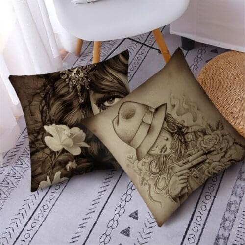 Fuwatacchi New Elegant Lady Photo Cushion Cover Lovely Girl Shakespeare Plays Fantasy Painting Throw Pillow Cover for Home Decor