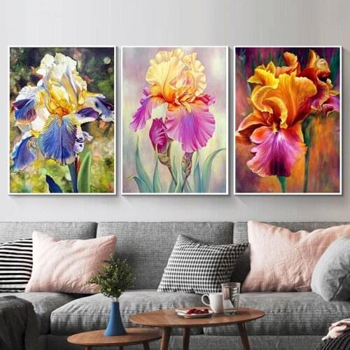 GATYZTORY Iris Painting By Numbers For Adults DIY Kits Flower HandPainted On Canvas With Framed Oil Picture Drawing Coloring By