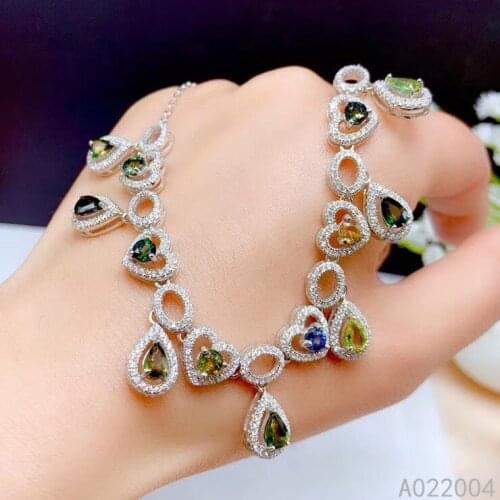 KJJEAXCMY Fine Jewelry 925 Sterling Silver inlaid Natural sapphire Female new Pendant Necklace popular Support test hot selling