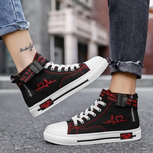 Dropshipping Hip Hop Canvas Shoes Men Fashion Mens Vulcanized Sneakers Shoes for Women reathable Lace-up Casual Shoes