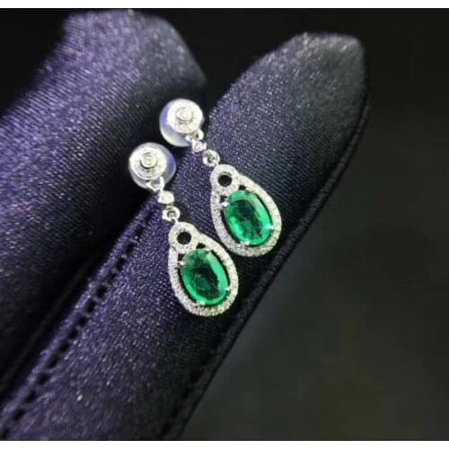 Best Gift Natural and Real Emerald Earring Natural And Real Emerald Earring 925 sterling silver Fine jewelry For men women