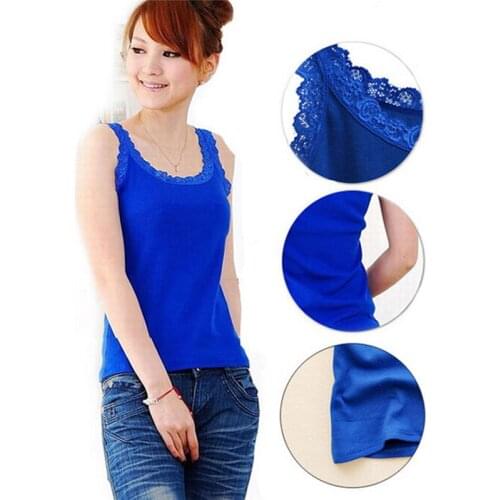 Camisole Tank Tops Women Tops Tee Shirt Female Casual Loose Lace O-Neck Sexy Plus Size Sleeveless