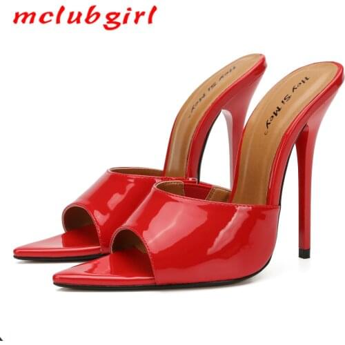 Mclubgirl 13cm Heels Super Large size 39-48 CD Transgender Super High heel mens womens Fish toe slippers Nightclub slpper ZQJ