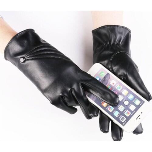Fashion Elegant Woman Touch Screen PU Gloves Winter Warm European style Cycling Gloves