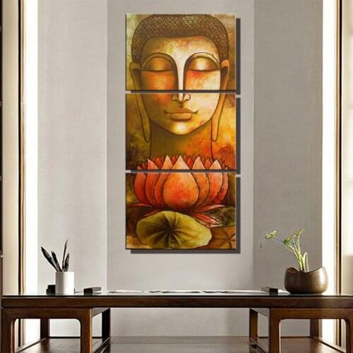Buddha Wall Art Canvas Lotus Flowers Home Decoration Buddha Poster And Print Oil Painting Print On Canvas Wall Decor For Bedroom