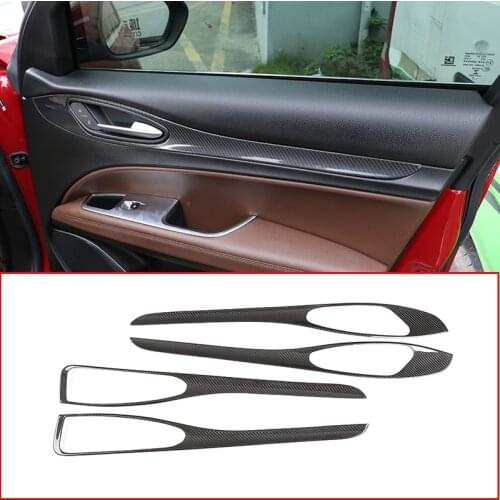 Real Carbon Fiber For Alfa Romeo Stelvio 2017 2018 2019 2020 Car Interior Door Decoration Panel Cover Trim Accessories