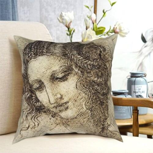 Leonardo Da Vinci Sketch Pillowcase Soft Polyester Cushion Cover Gift Female Throw Pillow Case Cover Home Square 40*40cm