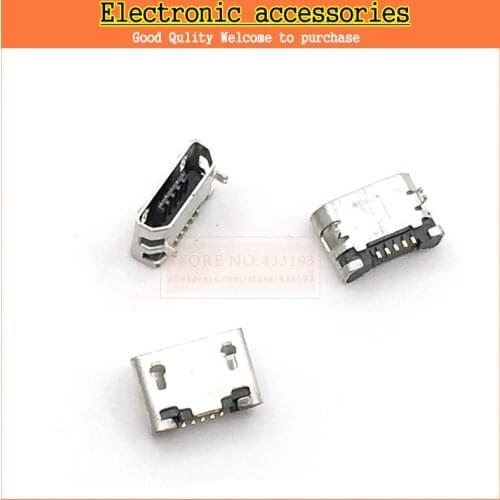 Original New 100pcs Micro USB 5pin female usb socket Flat mouth four legs socket mini usb connector