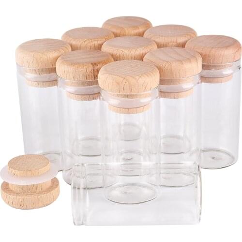 24 pieces 25ml 30*60mm Test Tubes with Wooden Caps Glass Jars Glass Vials Wishing Bolttes Wish Bottle for Wedding Crafts Gift