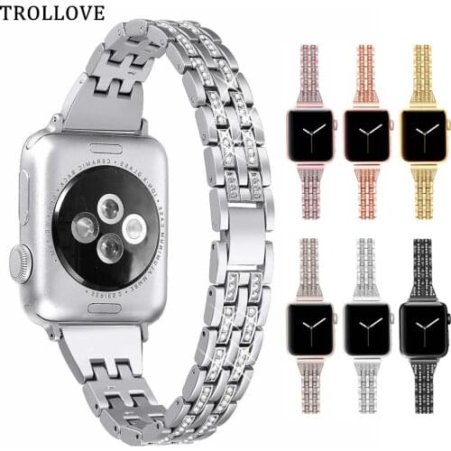 Bling Diamond Stainless Steel Band For Apple Watch Series 1/2/3/4/5 42mm 38mm Women Wrist Bracelet Strap for iWatch 40mm 44mm
