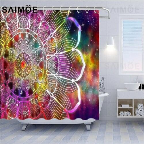 Mandala Shower Curtain Geometry 3D Abstract Line Moroccan Decor Bath Curtains Bohemian Boho Bathroom Curtain Fabric Waterproof
