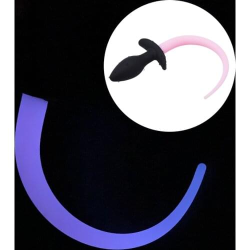 Luminous Silicone Tail with Anal Cork Beads Butt Plug Prostate Massager Sex Toys for Bdsm Cosplay Party Games Erotic Products