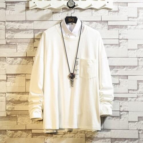 GlacialWhale Crewneck Sweatshirt Men 2021 Autumn Print Oversized Japanese Streetwear Casual White Hoodie Men Sweatshirts Hoodies