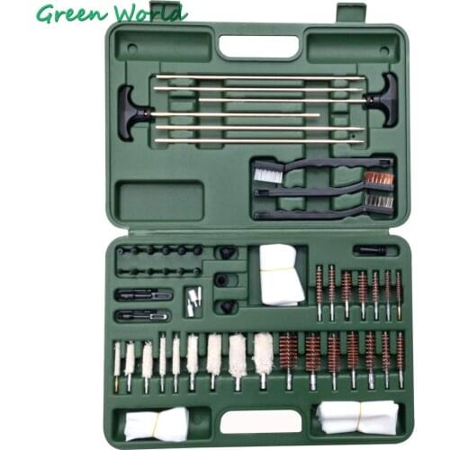 Green World 62pcs/lot Hunting Universal Gun Cleaning Kit ,Cleaning Kit for Rifle Pistol Shotgun
