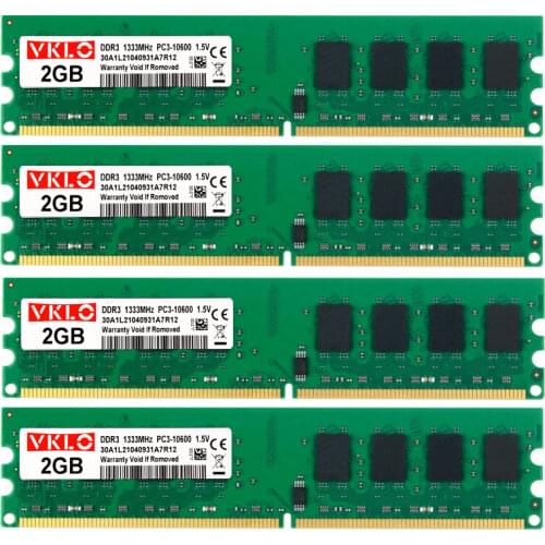 VKLO DDR3 RAM 4X2GB 1333MHz 1600MHz Desktop Memory 2GB PC3-10600 PC3-12800 240pins Non-ECC Unbuffered DIMM RAM
