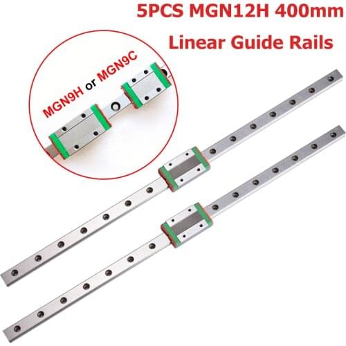 High Quality 5PCS MGN12H 400mm Linear Guide Rails Linear Rail Way BLV MGN Cube Long Linear Carriage 3D Printer Parts