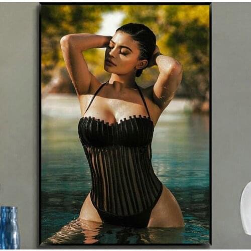 W367 Silk Fabric Poster Wall Art Decor KYLIE JENNER Sexy Beautiful Star Hollywood Fashion Decoration Bright Christmas Gift