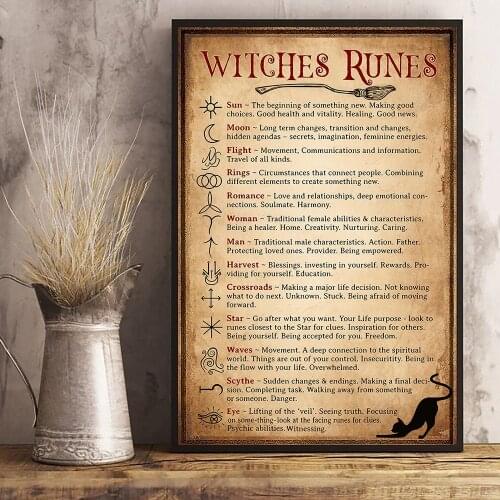 Kitchen Witchcraft Fun Posters and Prints Decorative Wall Pictures Witch Runes Knowledge Art Painting Gifts Home Decor Frameless