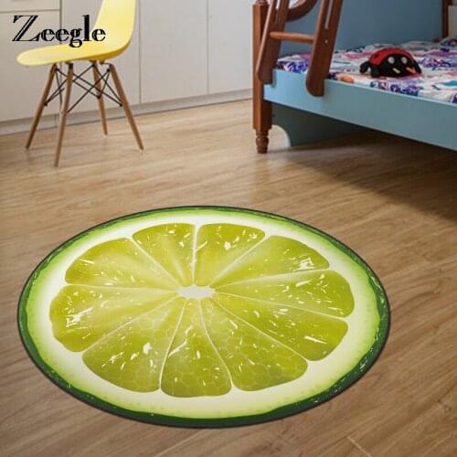 Zeegle 3D Fruit Printed Round Carpet For Living Room Kids Bedroom Rug Welcome Floor Anti-Slip Mats Computer Chair Area Rug