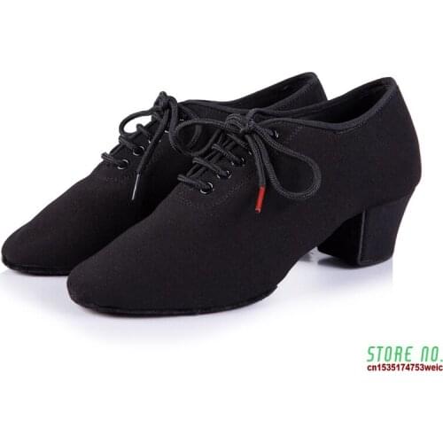 Latin Dance shoes women Genuine t1-b import Oxford Lace wholesale Sports Teacher shoes Black Heel 4.5cm Male female generic