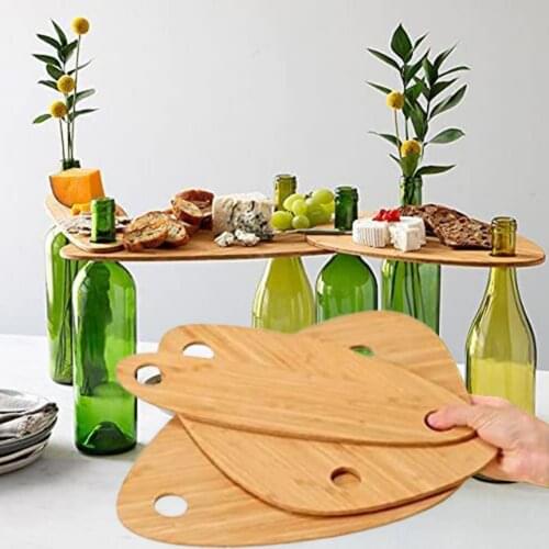 3Pcs/Set Wine Bottle Tray Practical Wear-resistant Wood Bottle Topper Serving Holder Supplies for Home