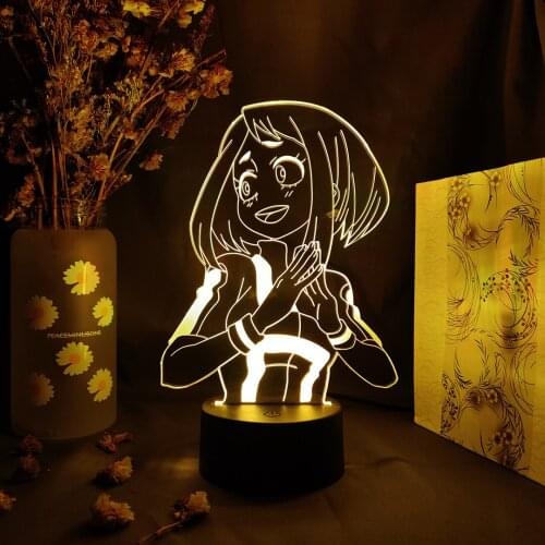 Anime My Hero Academia Figure Ochako Uraraka 3D Visualization Lamp Manga Boku no Hero Academia Art Home Decor Desk Night Light