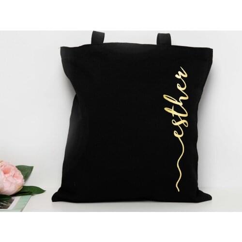 Custom Black Tote Bag Personalized Wedding Bag Bridesmaid Tote Bag Bridesmaid Gift For Her Women Shopping Bag Monogrammed Bag