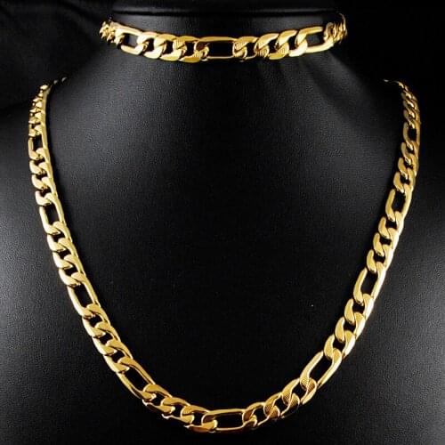 GOKADIMA Gold Color stainless steel jewelry set for men trendy party NK chain necklace bracelet sets man christmas gift WWBD110
