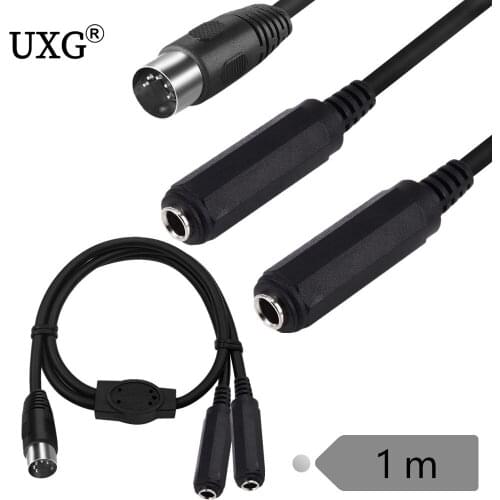 MIDI DIN 5Pin Male to Dual 6.35mm 1/4" TS/TRS Female Adapter Cable for speakers amplifiers tape recorders MIDI keyboards guitars