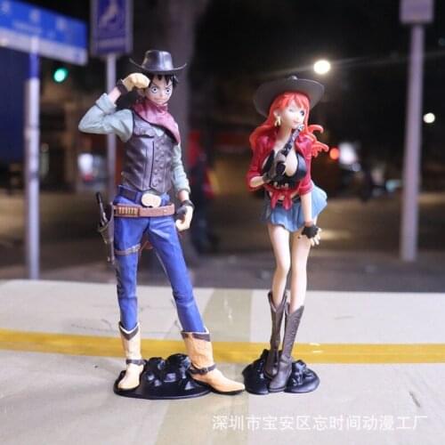 Classic anime OnePiece Cowboy LuffyNami Action Humanoid Boutique Handmade Model Ornaments Doll Toys Childrens Gifts Collectibles