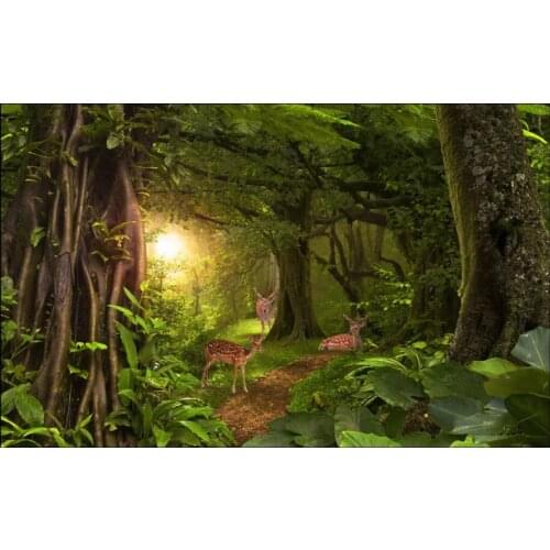 Custom mural 3d photo wallpaper Virgin Forest Botanical Garden Deer Sunshine decor living room wallpaper for walls 3 d in rolls