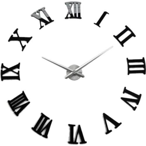 Wall Clock, DIY 3D Wall Clock, Large Design with Roman Numerals, Modern, Round, Suitable As Living Room Decoration