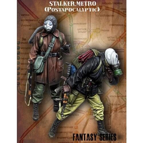 New Unassembled 1/35 fantasy Stalker Crew MAN include 2 Resin Kit DIY Toys Unpainted resin model