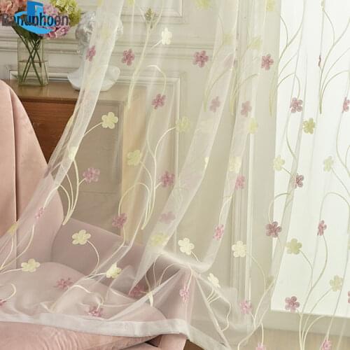 New Arrival Living Room Cortinas Dormitorio Flowers Tulle Voile For Bedroom Sheer For Living Room Treatments