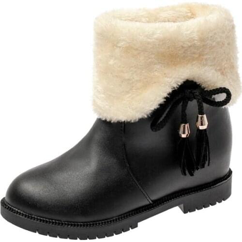 New women‘s wram classic sexy elegant fashion pu shose cancise pumps winter Soft and comfortable wedges women boots shoes