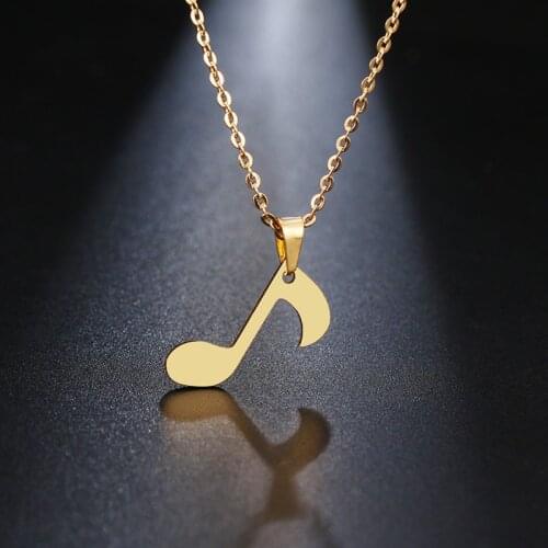 DOTIFI Stainless Steel Necklace For Women Lovers Gold Color Delicate Musical Note Pendant Necklace Engagement Jewelry