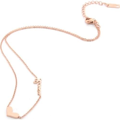 Rose gold necklaces for womens heart pendant couple necklace stainless steel fashion chain necklace choker on the neck jewelry
