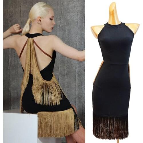 Sexy Latin Dance Dress Women Backless Fringe Costume Samba Rumba Tango Dancing Clothes Prom Latina Competition Dress VDB3294