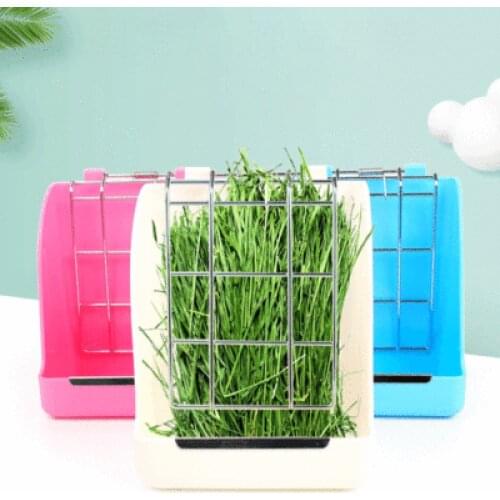 Spring Grass Frame Rabbit Feeder Holder Rabbit Guinea Pig Chinchilla Cage Accessories Fixed Food Container Bowl Pet Supplies