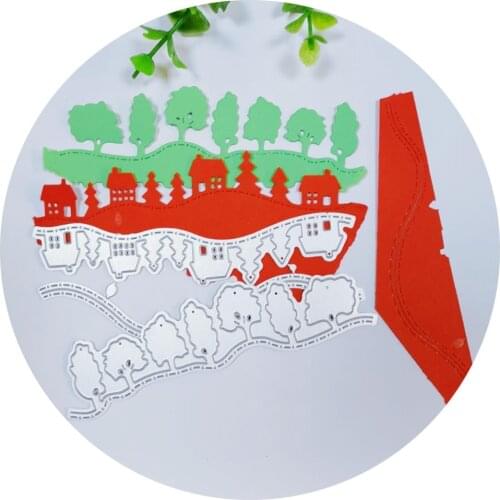 Christmas Tree House Line Metal Cutting Dies Scrapbooking Stamps Embossing Paper Cards Template Punch Stencil DIY Photo Cards