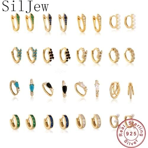 925 Sterling Silver Gold Colorful Huggies Hoops Earrings for Women Fashion Luxury Piercing Pendiente Clips Wedding Punk Jewelry