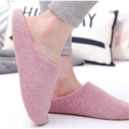 Women Cotton Shoes Indoor Home Wooden Floor Male and Female Slides Warm Winter Half-pack with Soft-soled Couple Slippers