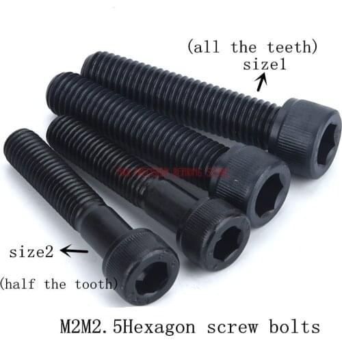 Drywall 10pcs M2 m2.5 hexagon Screw Bolts High Strength Socket Alloy Steel Cup Reverse Thread Black right Tooth Bolt Anti-tooth