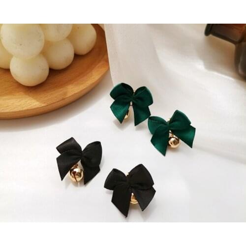 Vintage cloth bow knot, a two-wearing bell temperament ear jewelry